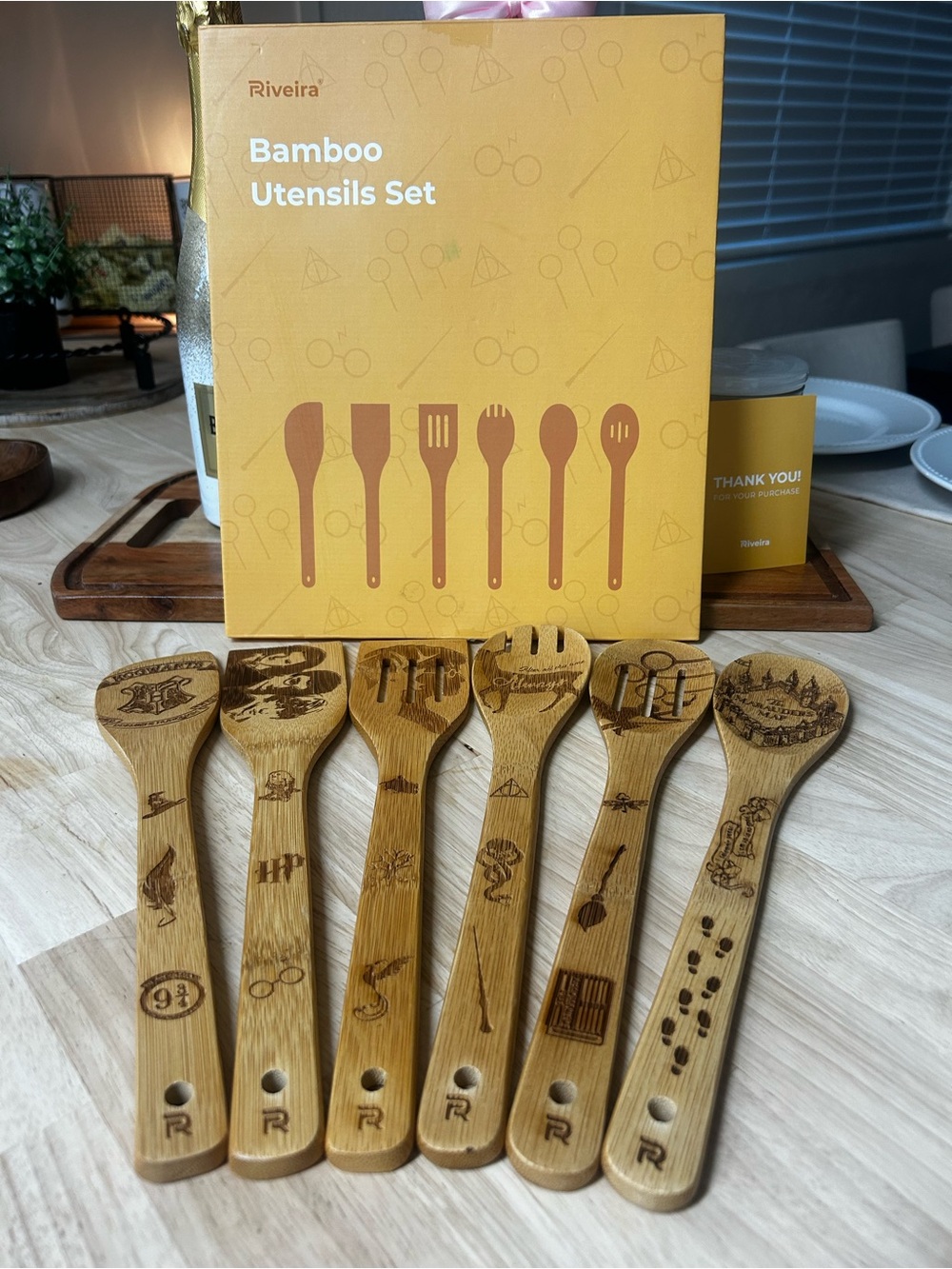Bamboo Utensils Set - Natural Bamboo Wooden Kitchen Tools (6-Piece)